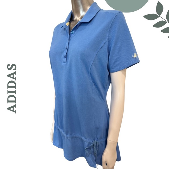 Adidas Predator Ridge Golf Shirt – Light Blue, Flared Drawstring Hem Size Large - Picture 4 of 9